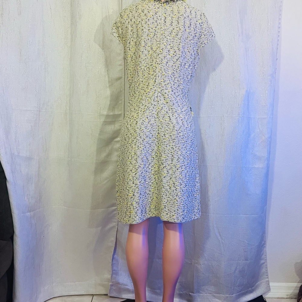 St. John Cream and Green Midi Dress - Picture 6 of 9